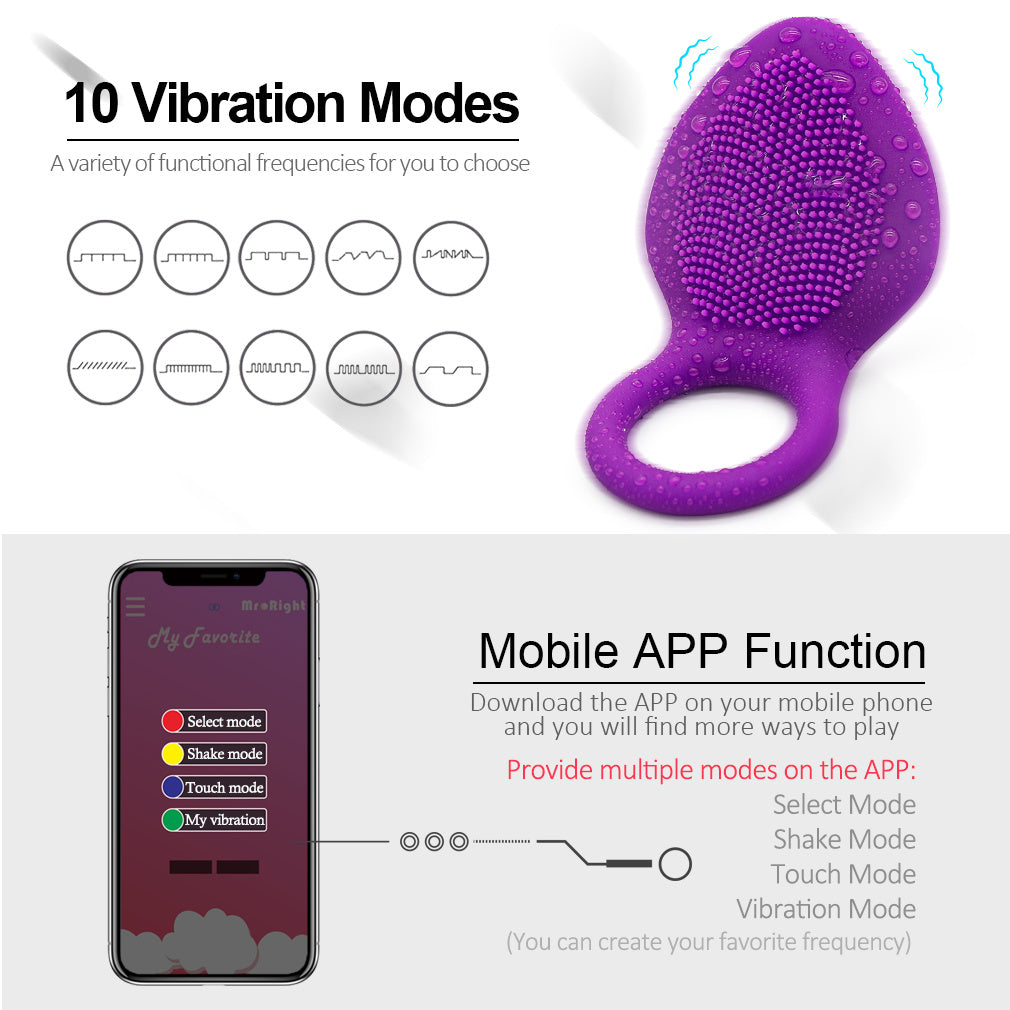 Portable Penis Ring Wireless 10 Vibration Modes with APP Remote Control Cock Ring for Erection Enhancing Long Lasting Male Adult Toys Sex for Men Male Pleasure Vibrators Penis rings