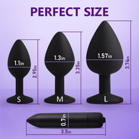 Anal Plug Set 3 Pcs Jewel Butt Plug Anal Sex Toys Silicone But Plug for Men Women Anal Plugs Trainer Gay Sex Toys Sex Massager Butt Plug Tail Anal Toys  Black Plug Anal