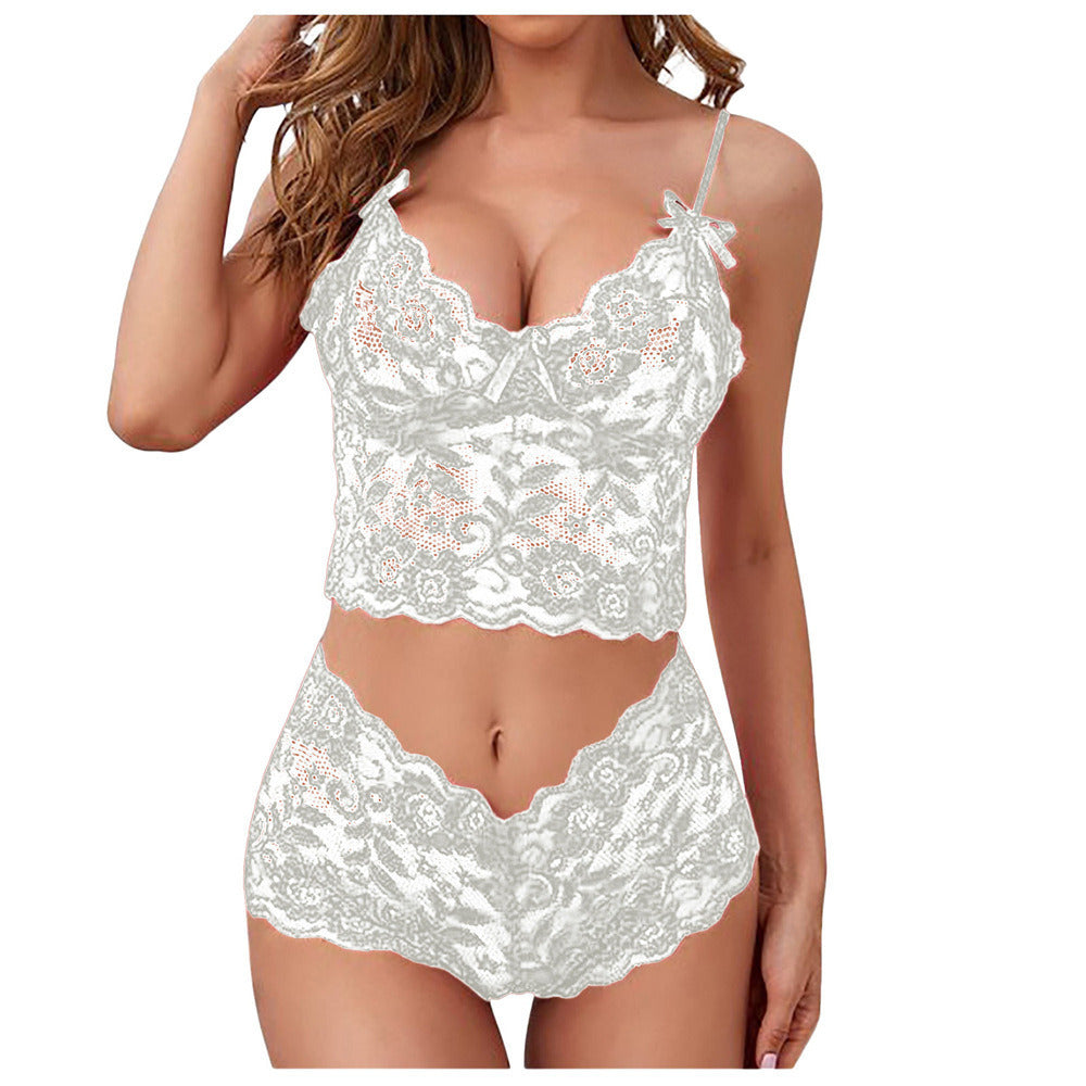 Sexy Women Lingerie Set Thin Lace Flower Printed Underwear Suit Female Adjustable Shoulder Strap Triangle Cup Bralettle