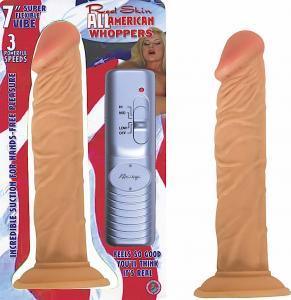 All American Whopper 7 inches Vibrating Dildo Beige